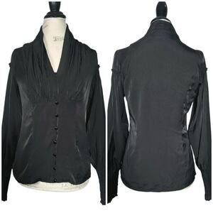 Scarlet Darkness | Women | Black Whimsigoth Victorian LS Blouse Top | Small